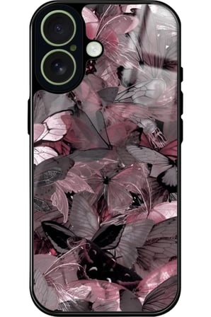 Apple iPhone 17 Uyumlu Pembe Kelebek Tasarımlı Parlak Silikon Kılıf