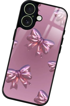 Apple iPhone 17 Uyumlu Pembe Kurdele Tasarımlı Parlak Silikon Kılıf