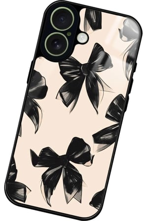 Apple iPhone 17 Uyumlu Siyah Kurdele Tasarımlı Parlak Silikon Kılıf