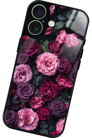 Apple iPhone 17 Uyumlu Pembe Çiçek Tasarımlı Parlak Silikon Kılıf