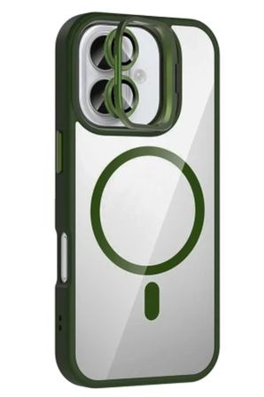 iPhone 18 Kılıf M-Safe Şarj Özellikli Lensli Standlı Azn-Remim