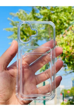 Apple iPhone 18 Kılıf Şeffaf Kartlıklı Silikon Azn-SetraKart