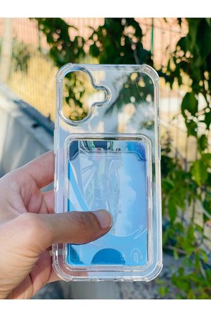 Apple iPhone 18 Kılıf Şeffaf Kartlıklı Silikon Azn-SetraKart