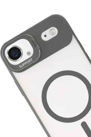 iPhone 18 Air Kılıf M-Safe Şarj Özellikli Lensli Standlı Azn-Remim