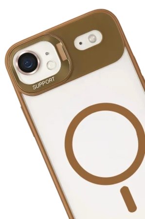 iPhone 18 Air Kılıf M-Safe Şarj Özellikli Lensli Standlı Azn-Remim
