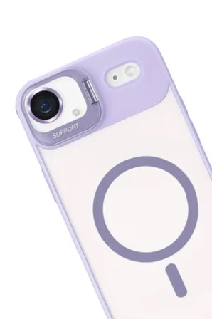 iPhone 18 Air Kılıf M-Safe Şarj Özellikli Lensli Standlı Azn-Remim