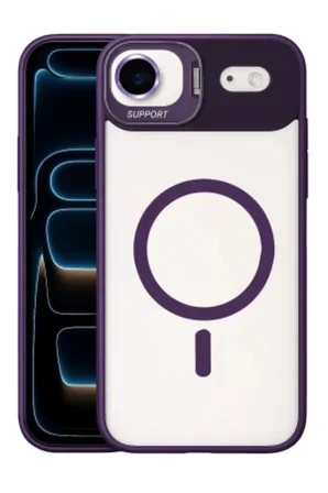 iPhone 18 Air Kılıf M-Safe Şarj Özellikli Lensli Standlı Azn-Remim