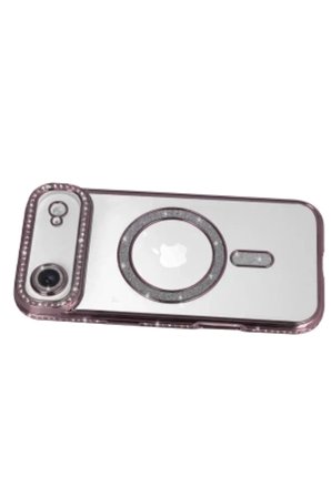 iPhone 18 Air Kılıf M-Safe Şarj Özellikli Simli Taşlı Azn-JokeTaşlı