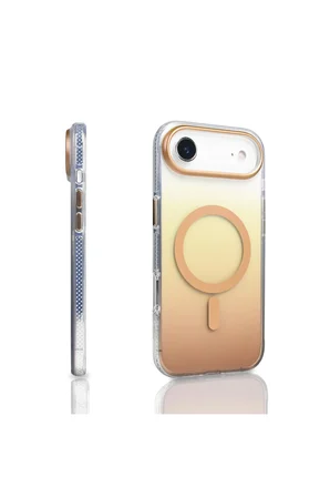 Apple iPhone 18 Air Kılıf M-safe Şarj Özellikli Transparan Renk Geçişli Zr-Toros