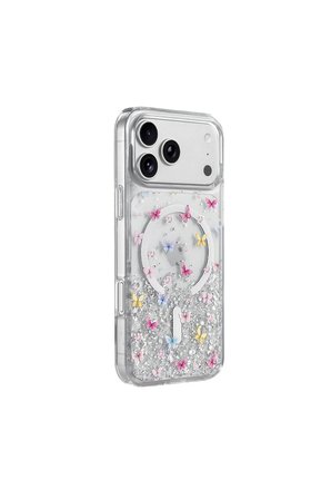 Apple iPhone 18 Pro Uyumlu Kılıf Magesafe Özellikli Desenli Işıltılı Azn-ONG-Misk