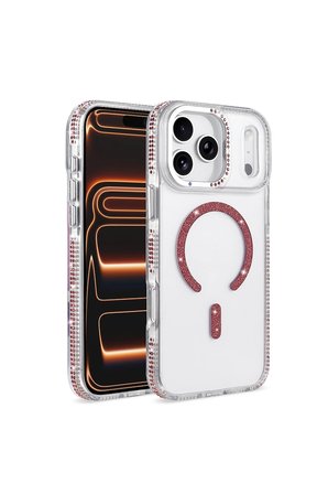 Apple iPhone 18 Pro Uyumlu Kılıf Magesafe Özellikli Taşlı Işıltılı Zr-Tera