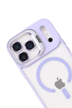 iPhone 18 Pro Kılıf M-Safe Şarj Özellikli Lensli Standlı Azn-Remim