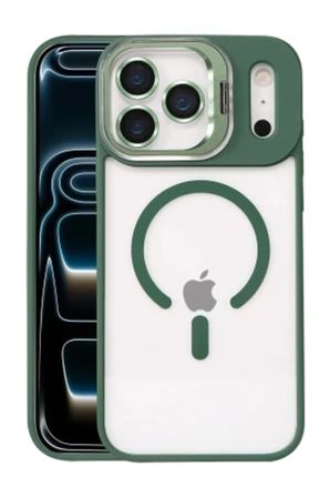 iPhone 18 Pro Kılıf M-Safe Şarj Özellikli Lensli Standlı Azn-Remim