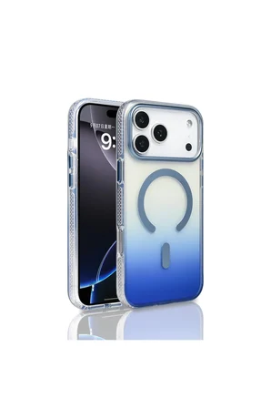 Apple iPhone 18 Pro Kılıf M-safe Şarj Özellikli Transparan Renk Geçişli Zr-Toros