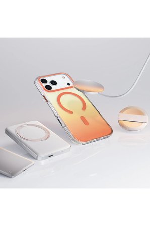 Apple iPhone 18 Pro Kılıf M-safe Şarj Özellikli Transparan Renk Geçişli Zr-Toros