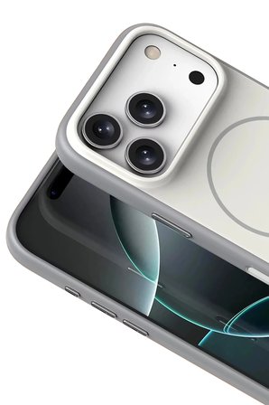 Apple iPhone 18 Pro Kılıf M-Safe Şarj Metal Kamera Çerçeveli Zr-Tiko