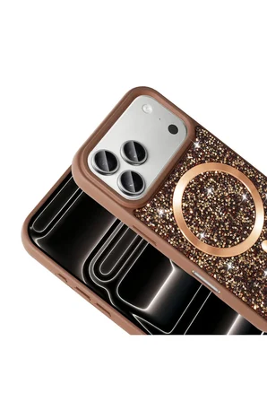 iPhone 18 Pro Kılıf Pırlanta Tasarımlı M-safe Şarj Zr-Mozaik
