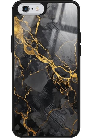 Apple iPhone 6 Plus Uyumlu Siyah Mermer Tasarımlı Parlak Silikon Kılıf