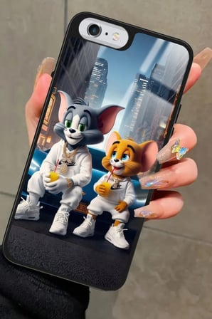 Apple iPhone 6 Plus Uyumlu Tom And Jerry Tasarımlı Parlak Silikon Kılıf