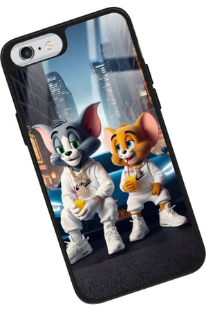 Apple iPhone 6 Plus Uyumlu Tom And Jerry Tasarımlı Parlak Silikon Kılıf