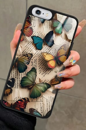 Apple iPhone 6 Plus Uyumlu Renkli Kelebek Tasarımlı Parlak Silikon Kılıf