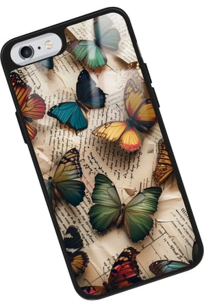Apple iPhone 6 Plus Uyumlu Renkli Kelebek Tasarımlı Parlak Silikon Kılıf