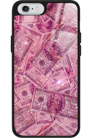 Apple iPhone 6 Plus Uyumlu Pembe Para Tasarımlı Parlak Silikon Kılıf