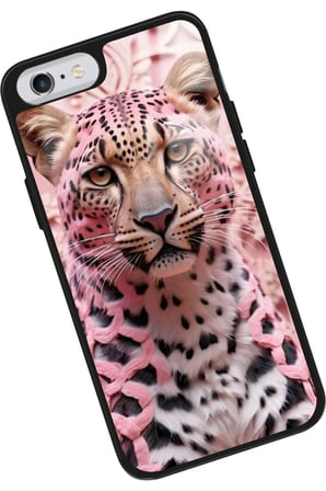 Apple iPhone 6 Plus Uyumlu Pembe Kaplan Tasarımlı Parlak Silikon Kılıf