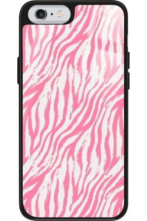 Apple iPhone 6 Plus Uyumlu Pembe Zebra Tasarımlı Parlak Silikon Kılıf