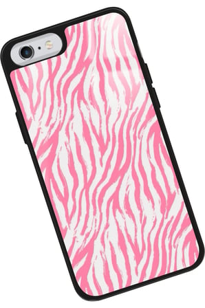 Apple iPhone 6 Plus Uyumlu Pembe Zebra Tasarımlı Parlak Silikon Kılıf