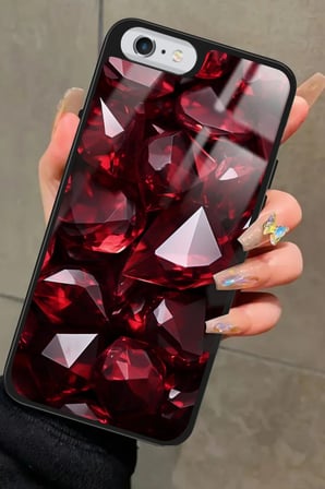 Apple iPhone 6s Plus Uyumlu Bordo Taş Tasarımlı Parlak Silikon Kılıf