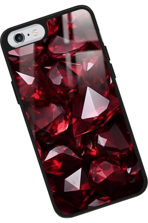 Apple iPhone 6s Plus Uyumlu Bordo Taş Tasarımlı Parlak Silikon Kılıf
