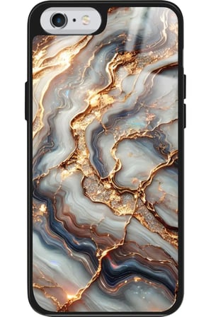 Apple iPhone 6s Plus Uyumlu Beyaz&Altın Mermer Tasarımlı Parlak Silikon Kılıf