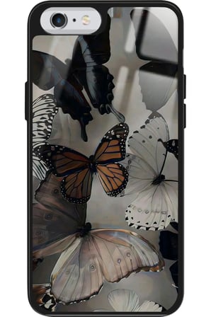 Apple iPhone 6s Plus Uyumlu Siyah Kelebek Tasarımlı Parlak Silikon Kılıf