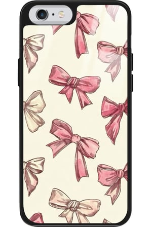 Apple iPhone 6s Plus Uyumlu Pembe Kurdele Tasarımlı Parlak Silikon Kılıf