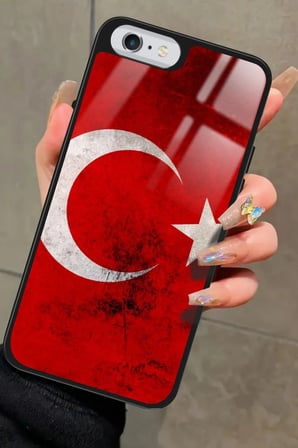 Apple iPhone 6s Plus Uyumlu Türk Bayrağı Tasarımlı Parlak Silikon Kılıf