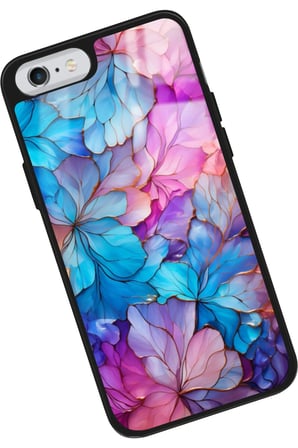 Apple iPhone 6s Plus Uyumlu Pembe Çiçek Tasarımlı Parlak Silikon Kılıf