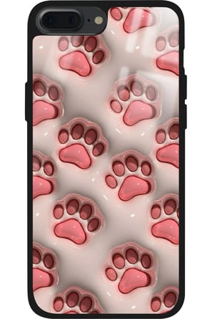 Apple iPhone 7 Plus Uyumlu Pembe Kedi Patisi Tasarımlı Parlak Silikon Kılıf