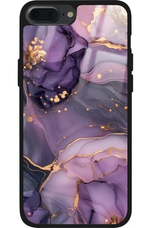 Apple iPhone 7 Plus Uyumlu Mor Mermer Tasarımlı Parlak Silikon Kılıf