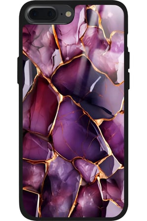 Apple iPhone 7 Plus Uyumlu Mor Mermer Tasarımlı Parlak Silikon Kılıf