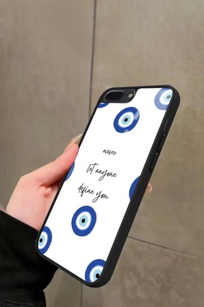 Apple iPhone 7 Plus Uyumlu Motivasyonlu Nazar Boncuğu Tasarımlı Parlak Silikon Kılıf