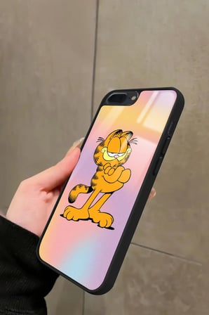 Apple iPhone 7 Plus Uyumlu Garfield Tasarımlı Parlak Silikon Kılıf