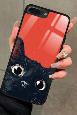 Apple iPhone 7 Plus Uyumlu Kedi Tasarımlı Parlak Silikon Kılıf