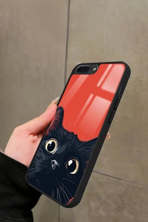 Apple iPhone 7 Plus Uyumlu Kedi Tasarımlı Parlak Silikon Kılıf