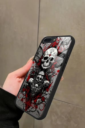 Apple iPhone 7 Plus Uyumlu Kurukafa Posteri Tasarımlı Parlak Silikon Kılıf