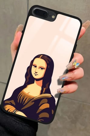 Apple iPhone 7 Plus Uyumlu Mona Lisa Tasarımlı Parlak Silikon Kılıf