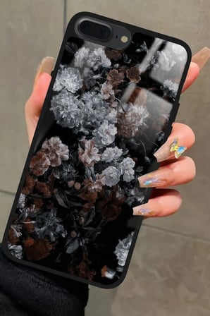 Apple iPhone 7 Plus Uyumlu Beyaz Çiçek Tasarımlı Parlak Silikon Kılıf