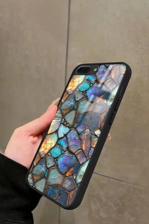 Apple iPhone 7 Plus Uyumlu Renkli Taş Tasarımlı Parlak Silikon Kılıf