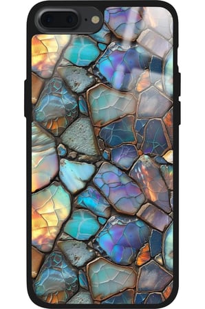 Apple iPhone 7 Plus Uyumlu Renkli Taş Tasarımlı Parlak Silikon Kılıf