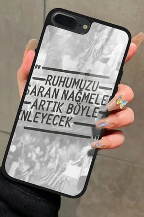 Apple iPhone 7 Plus Uyumlu Taraftar Sözü Yazılı Parlak Silikon Kılıf